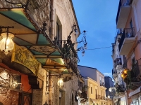 Taormina street at night